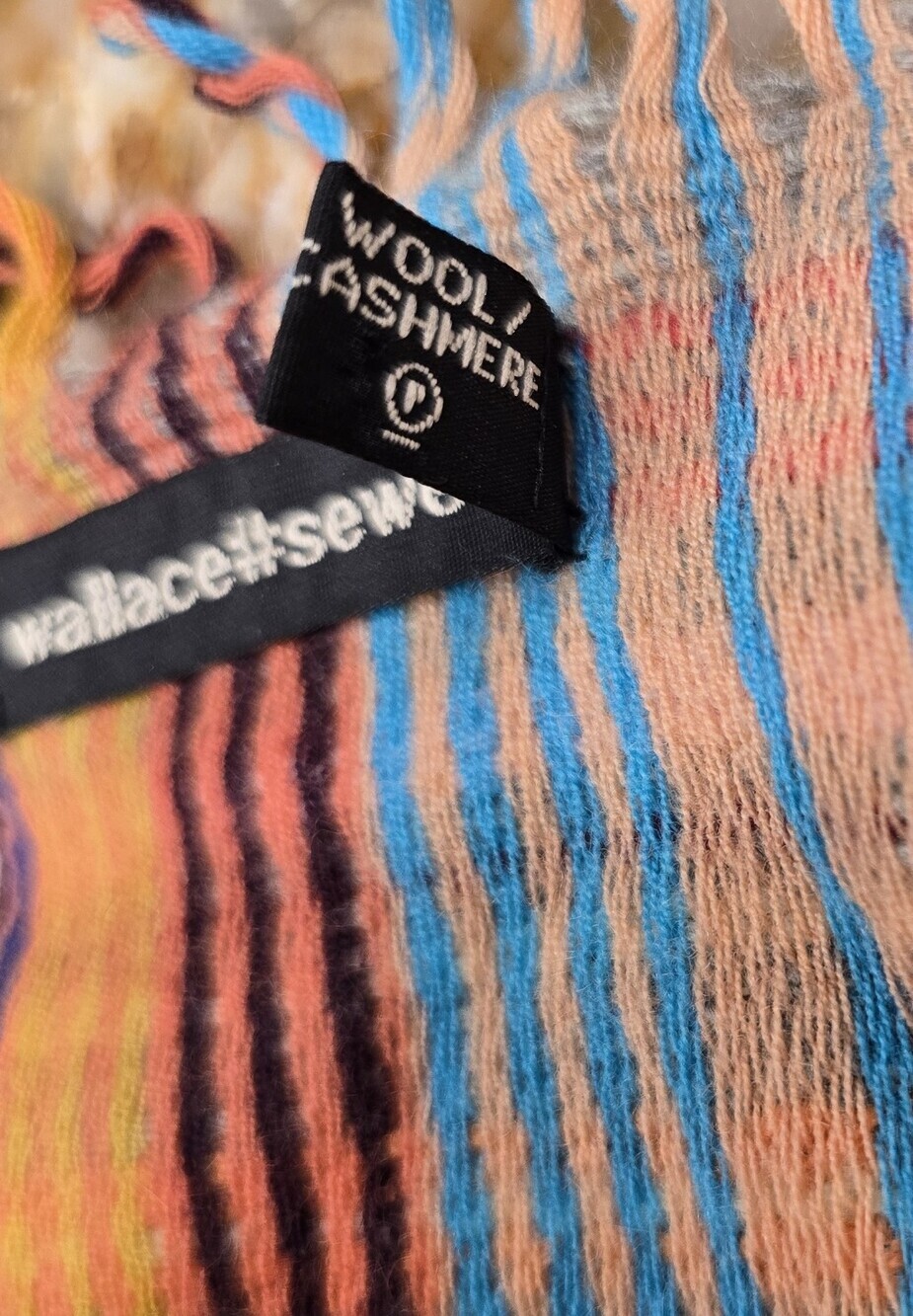 Wallace & Sewell handwoven multicolored striped scarf With fringe Wool Cashmere - Picture 6 of 9